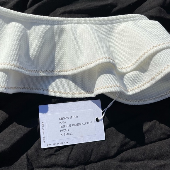 Suboo Kaia Ruffle Bandeau Top in Ivory size XS - Picture 3 of 7